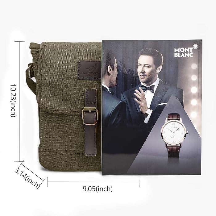 TOPWOLFS Canvas Messenger Bag Small Crossbody Bag Casual Travel Working Tools Bag Shoulder Bag Hold Phone Handset Anti Theft | Small - Image 6