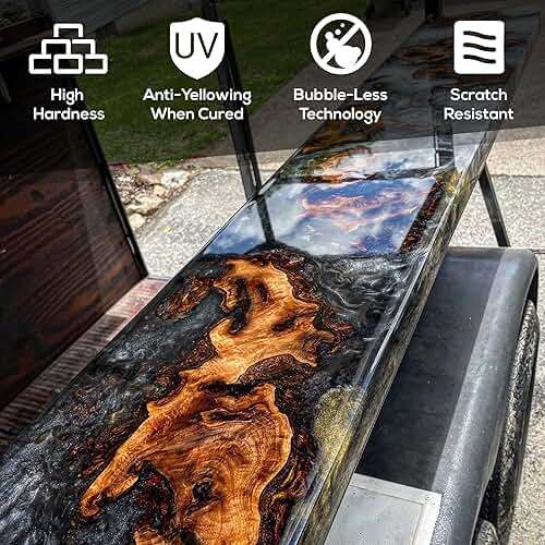 Superclear Table Top Epoxy Resin, Crystal Clear 1:1 Protective Coating for Tabletops, Bar Tops, Countertops, Anti-Yellowing UV Resistant, Made in the USA (2 Gallon Without Kit) - Image 3