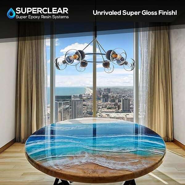 Superclear Table Top Epoxy Resin, Crystal Clear 1:1 Protective Coating for Tabletops, Bar Tops, Countertops, Anti-Yellowing UV Resistant, Made in the USA (2 Gallon Without Kit) - Image 5