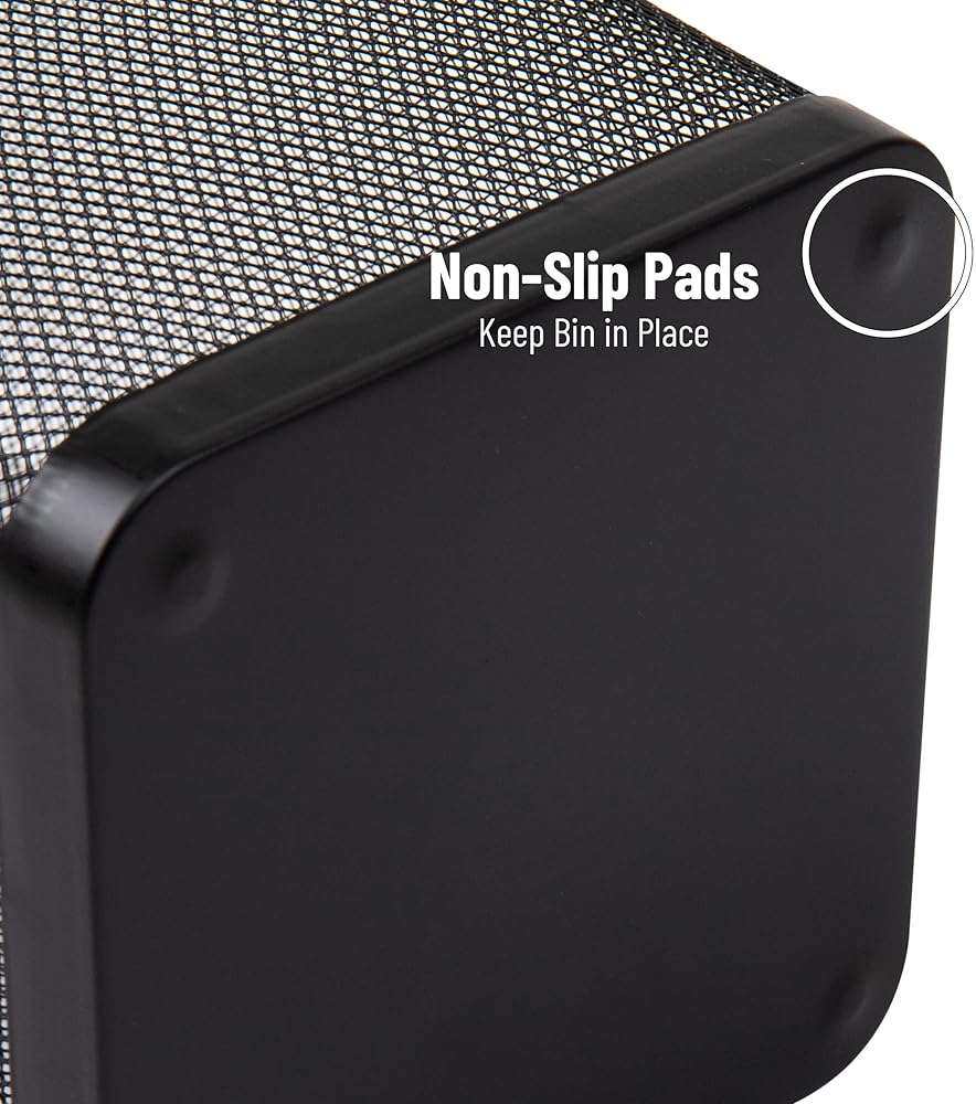 Mind Reader Mesh Trash Can, Waste Paper Basket, Square, Office, Metal Mesh, 9.75"L x 9.75"W x 12.25"H, Set of 2, Black - Image 5