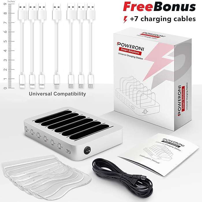 USB Charging Dock - 6-Port Universal Charging Station for Multiple Devices - Multi Device Charger Station - Compatible with Apple, iPad, iPhone, and Android Cell Phones and Tablets - Image 7