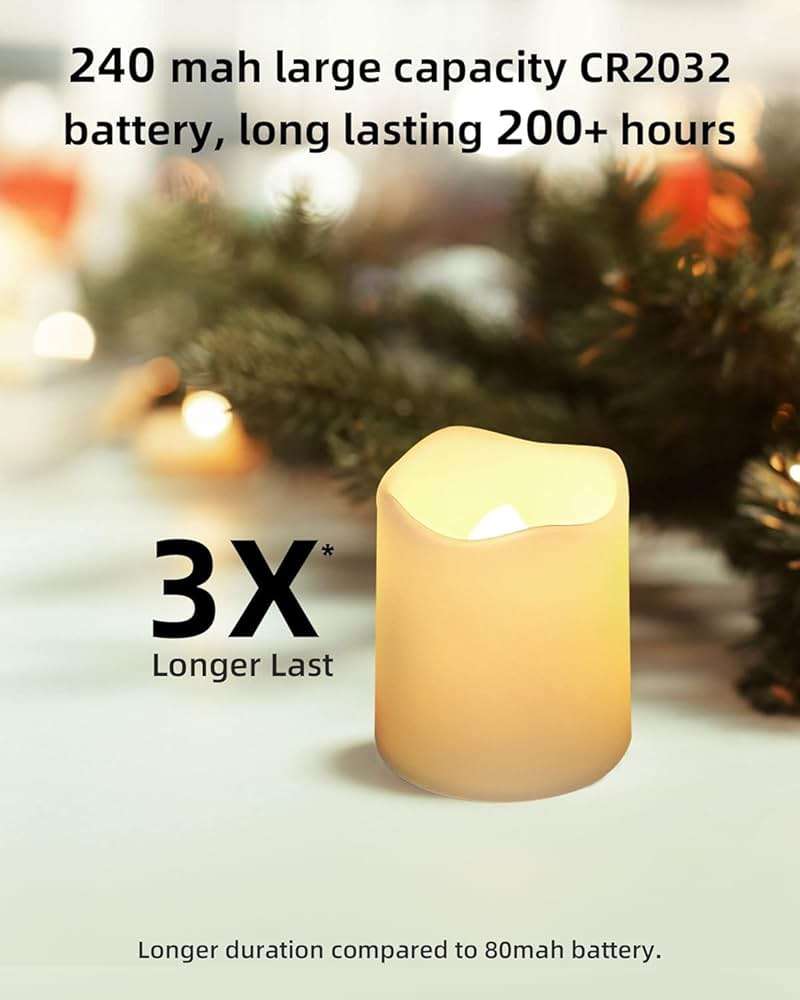 SHYMERY Flameless Votive Candles,Flameless Flickering Electric Fake Candle,24 Pack 200+Hour Battery Operated LED Tea Lights in Warm White for Wedding, Table, Halloween,Christmas Decorations 1.5"X1.7" - Image 3