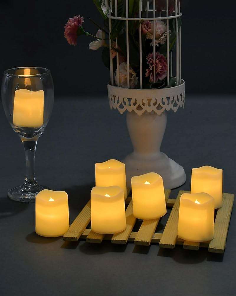 SHYMERY Flameless Votive Candles,Flameless Flickering Electric Fake Candle,24 Pack 200+Hour Battery Operated LED Tea Lights in Warm White for Wedding, Table, Halloween,Christmas Decorations 1.5"X1.7" - Image 9