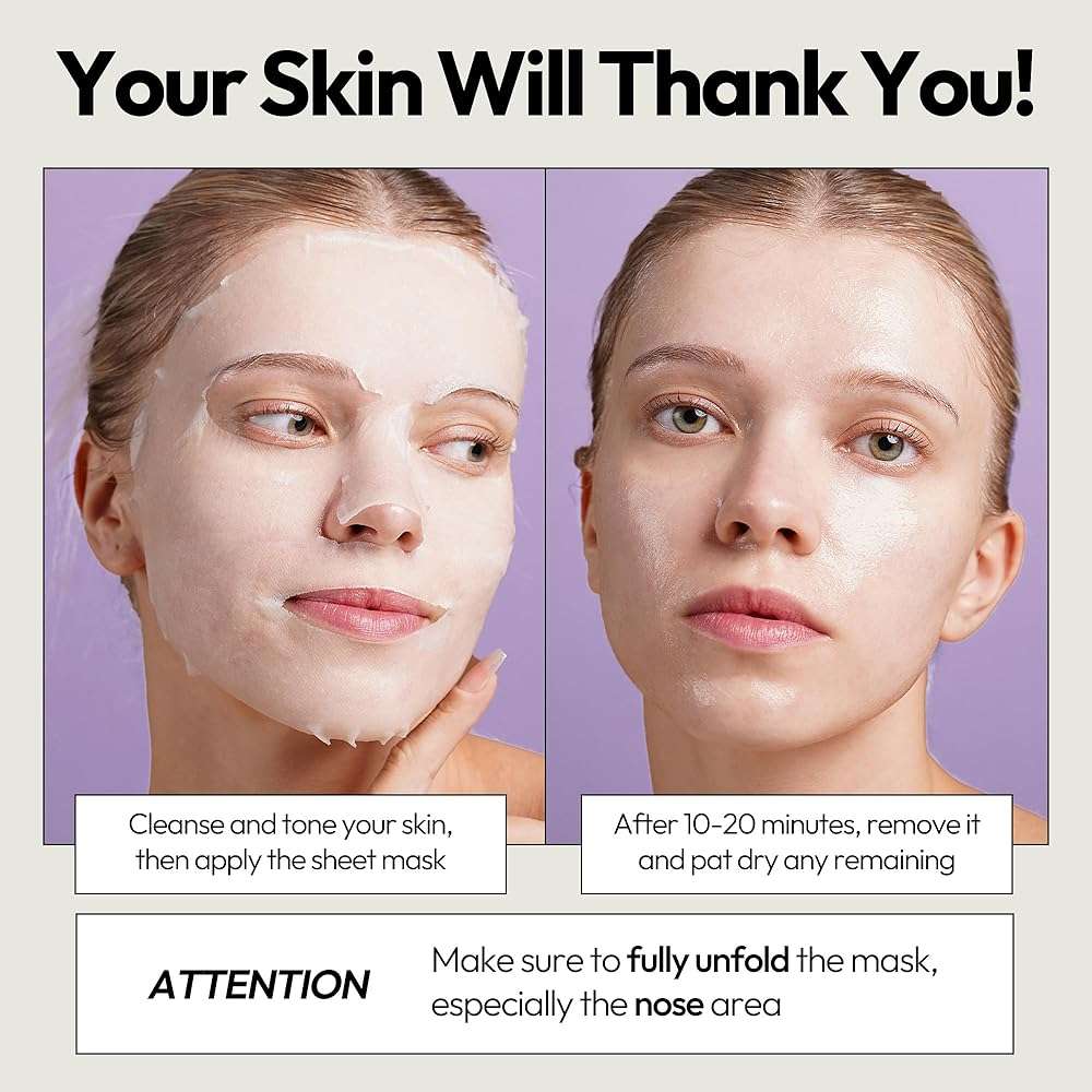 LAPCOS K Beauty Collagen Sheet Mask - Firming & Age-Defying Face Masks with Collagen Peptides - Minimizes Fine Lines & Restores Skin Elasticity - Breathable PT Cell Sheet Korean Skin Care (Pack of 5) - Image 6