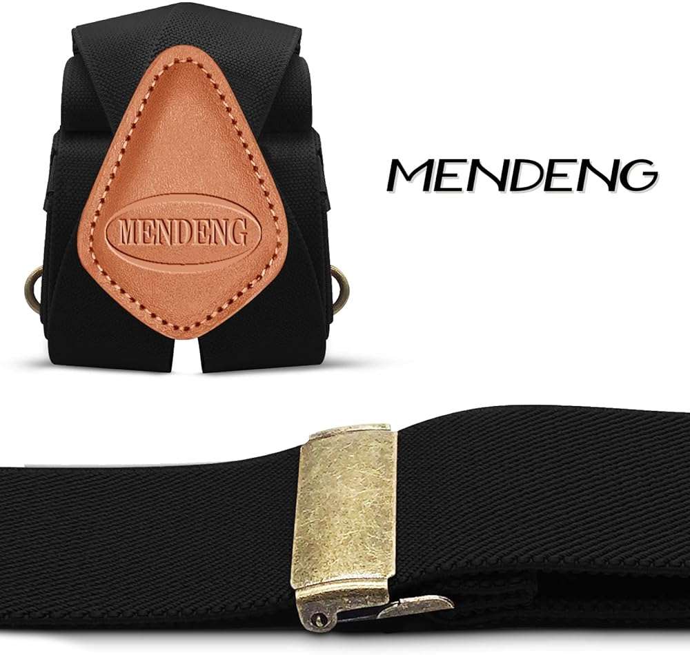 MENDENG Suspenders for Men Heavy Duty Swivel Hooks Retro X-Back Adjustable Brace - Image 4