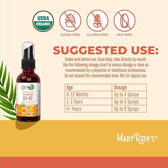 MaryRuth's Organic D3 + K2 Spray for Adults & Kids for Bone Health | Vitamin D3 as Cholecalciferol | Vitamin K2 | Immunity | Mineral Absorption | Heart Health | Vegan | Non-GMO | Gluten Free | 1 Fl Oz - Image 3