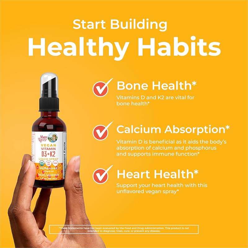 MaryRuth's Organic D3 + K2 Spray for Adults & Kids for Bone Health | Vitamin D3 as Cholecalciferol | Vitamin K2 | Immunity | Mineral Absorption | Heart Health | Vegan | Non-GMO | Gluten Free | 1 Fl Oz - Image 5