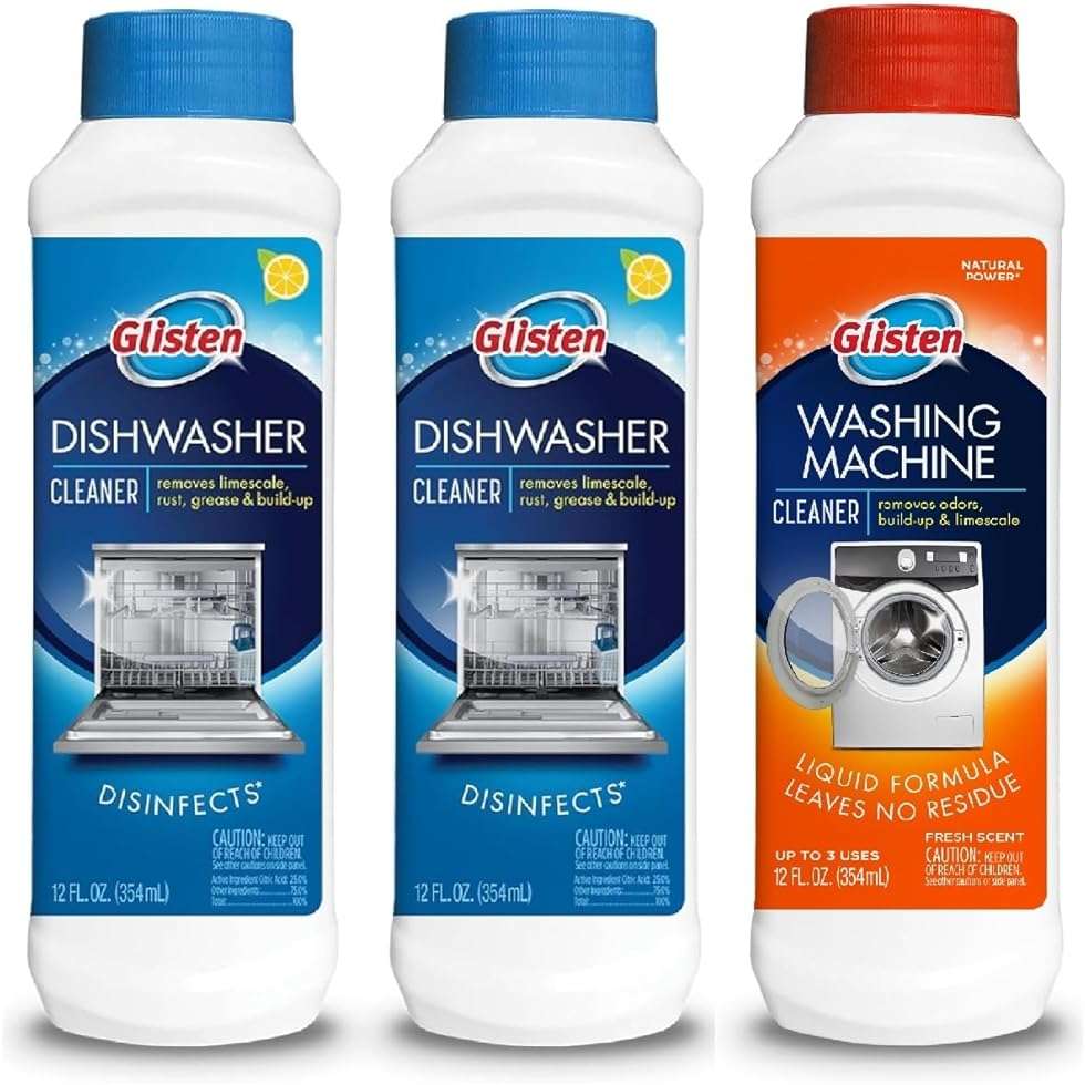 Glisten Dishwasher Magic Machine Cleaner and Disinfectant 2-Pack and Washer Magic Washing Machine Cleaner - Image 1