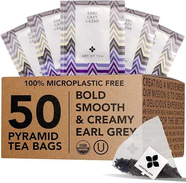 Art of Tea | Organic Earl Grey Cream Tea| 50 Count Pyramid Tea Bag Sachets - Image 1