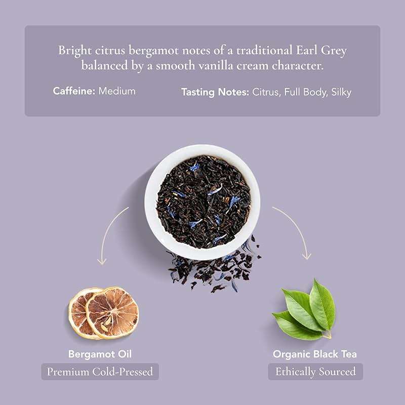 Art of Tea | Organic Earl Grey Cream Tea| 50 Count Pyramid Tea Bag Sachets - Image 3