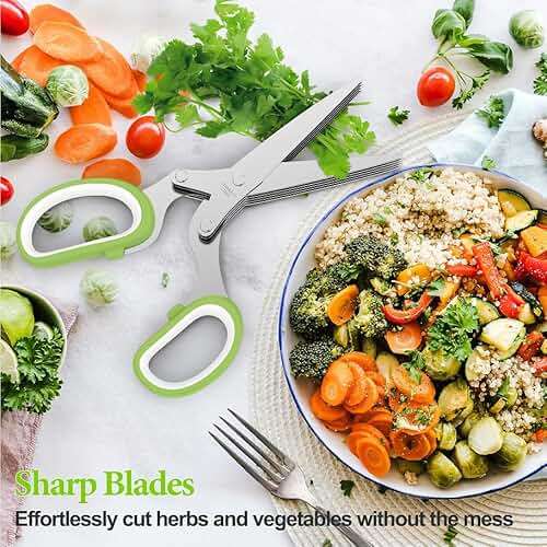 2026 Upgraded Herb Scissors, Effortless Herb Shears Cutter Tool with Sharp Stainless Steel Blades for Fresh Herbs, Must-Have Kitchen & Cooking Gadget, Green - Image 2