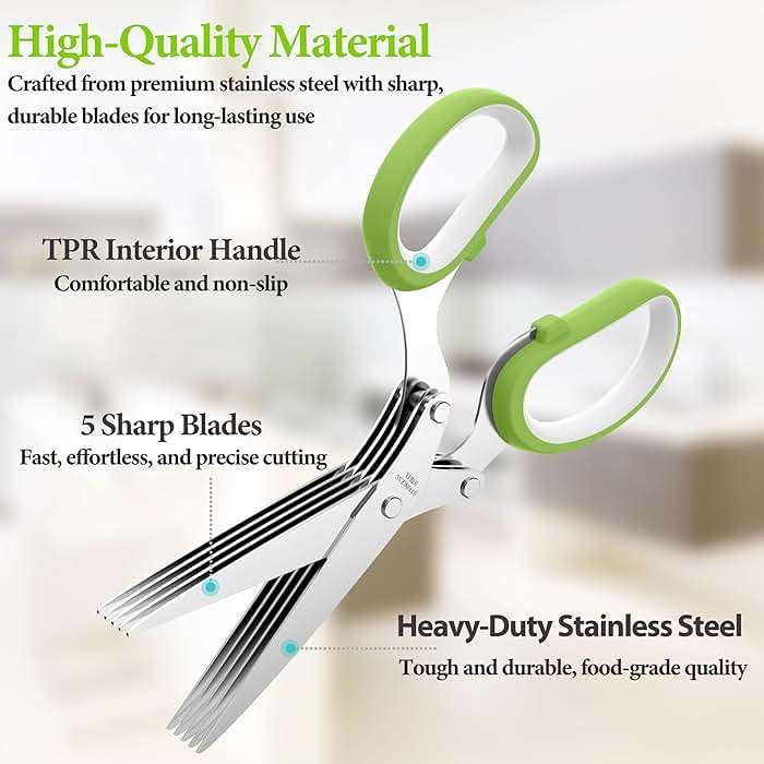 2026 Upgraded Herb Scissors, Effortless Herb Shears Cutter Tool with Sharp Stainless Steel Blades for Fresh Herbs, Must-Have Kitchen & Cooking Gadget, Green - Image 3