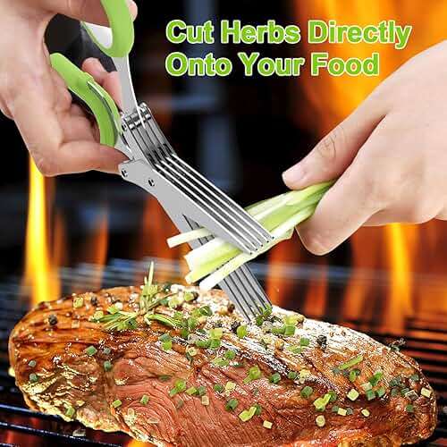 2026 Upgraded Herb Scissors, Effortless Herb Shears Cutter Tool with Sharp Stainless Steel Blades for Fresh Herbs, Must-Have Kitchen & Cooking Gadget, Green - Image 6