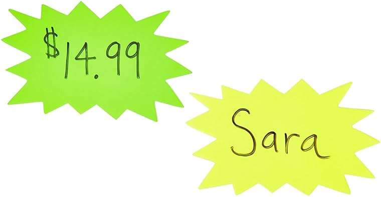 Juvale Neon Starburst Tags - Vibrant Neon for Vision Board & Poster Supplies - Smooth Writing Surface for Bulletin Board Cutouts - Name Tags & Classroom Decor - 60 Ct, 3 x 5 in, 6 Colors - Image 8