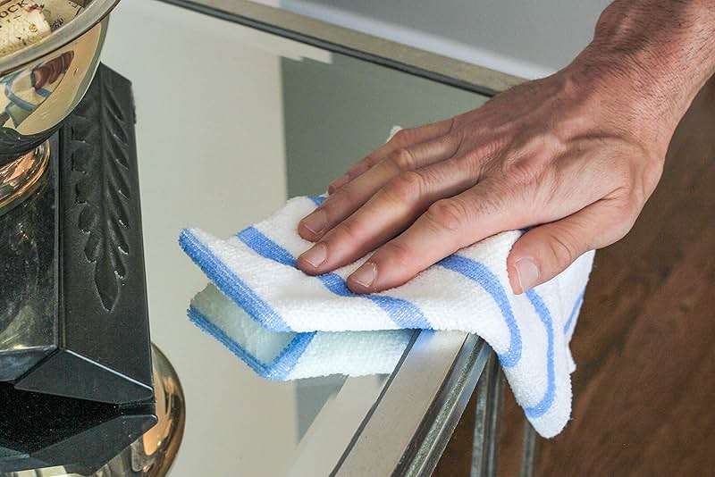 VIKING Bulk Edgeless Microfiber Cleaning Cloths, White and Blue Stripe, 50 Pack - Image 3