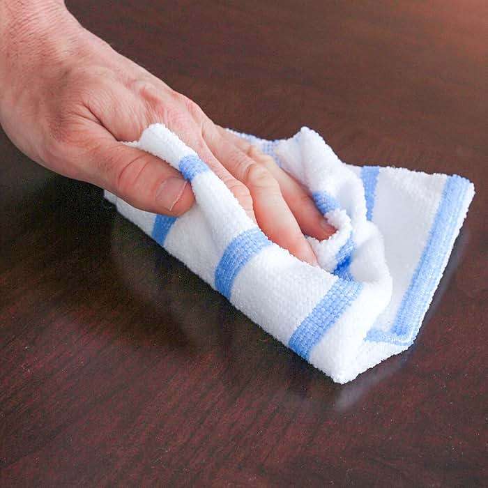 VIKING Bulk Edgeless Microfiber Cleaning Cloths, White and Blue Stripe, 50 Pack - Image 4
