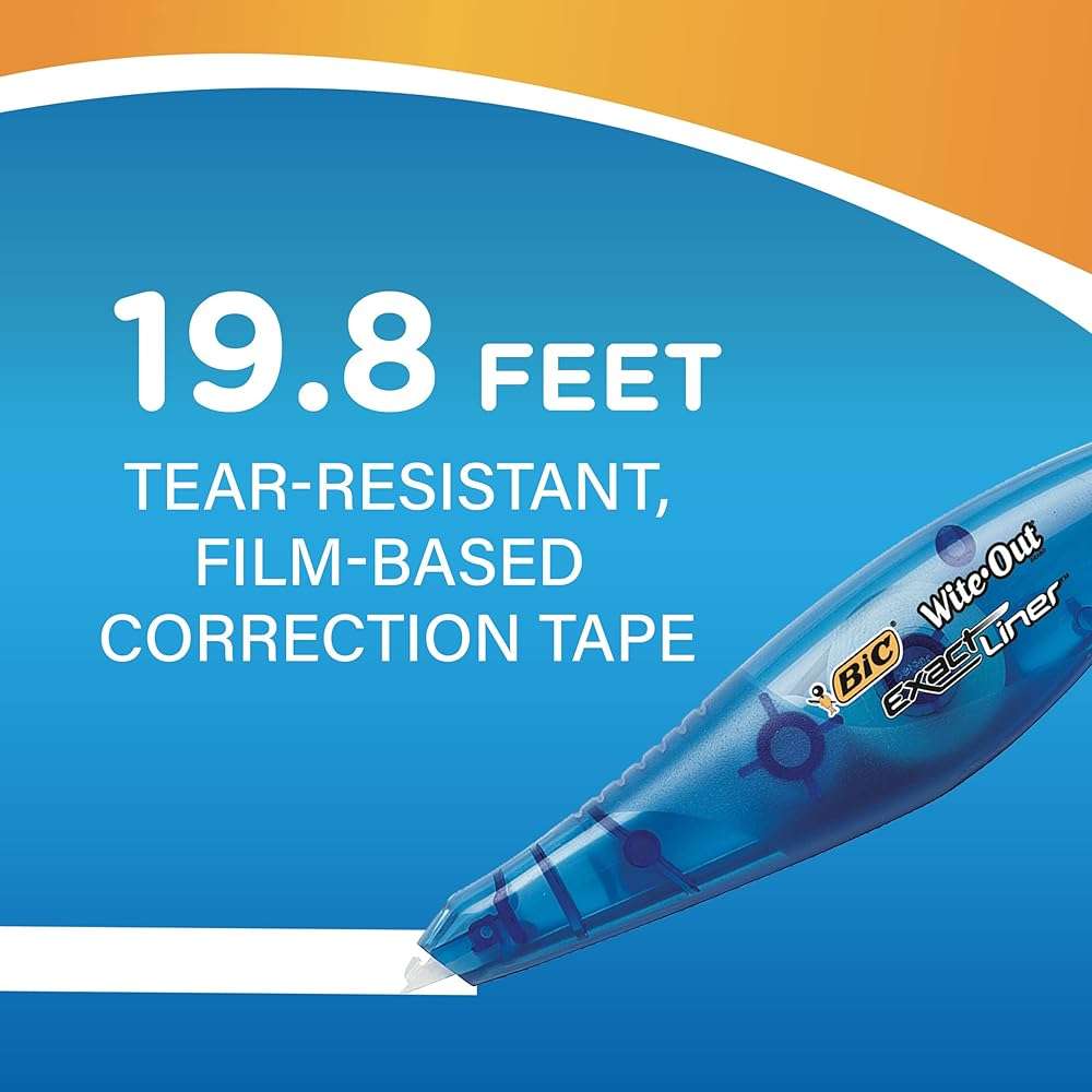 BIC Wite-Out Brand Exact Liner Correction Tape, 19.6 Feet, White, Fast, Clean and Easy to Use Tear-Resistant Tape, 10-Count - Image 2