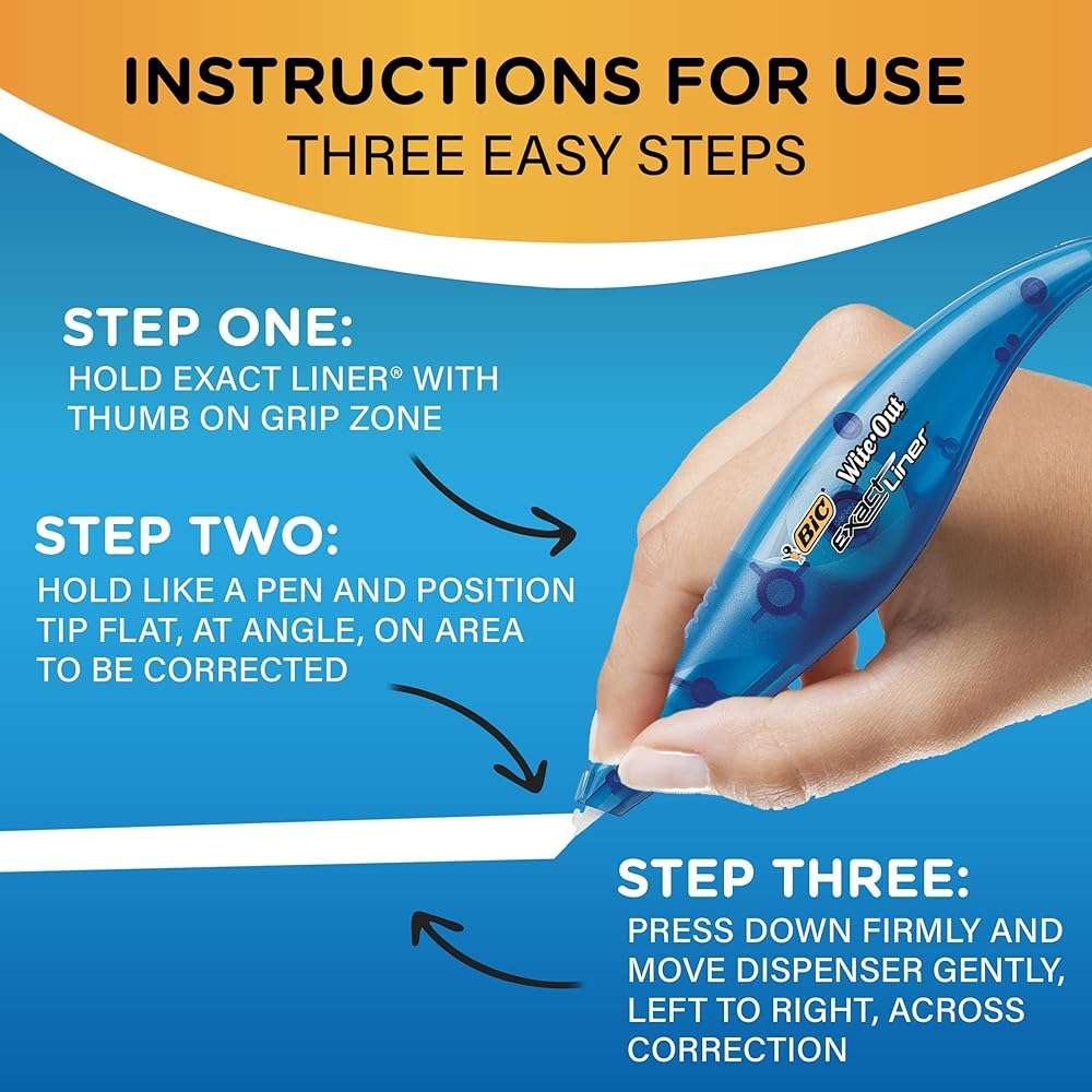 BIC Wite-Out Brand Exact Liner Correction Tape, 19.6 Feet, White, Fast, Clean and Easy to Use Tear-Resistant Tape, 10-Count - Image 6