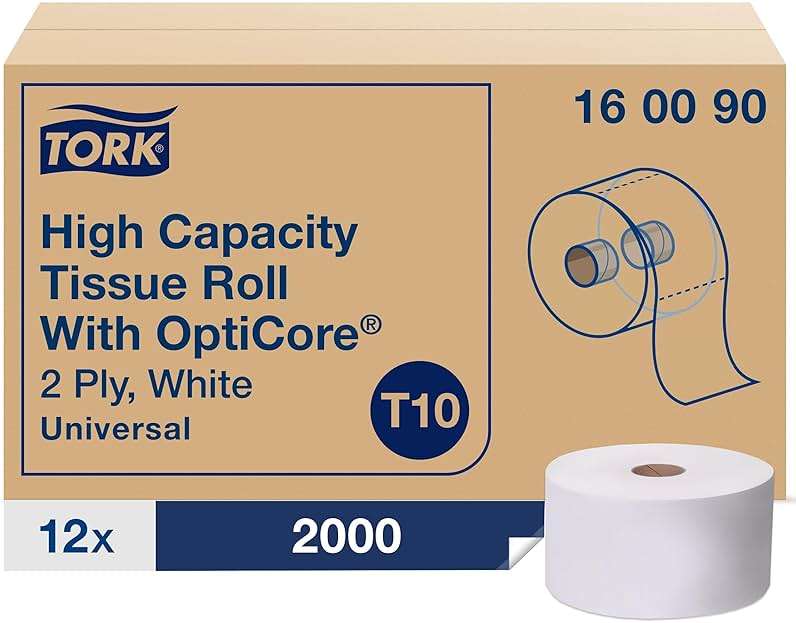 Tork OptiCore® Mid-size Toilet Paper Roll White T10, Universal, 2-ply, 12 x 2000 sheets, 160090 - Image 2