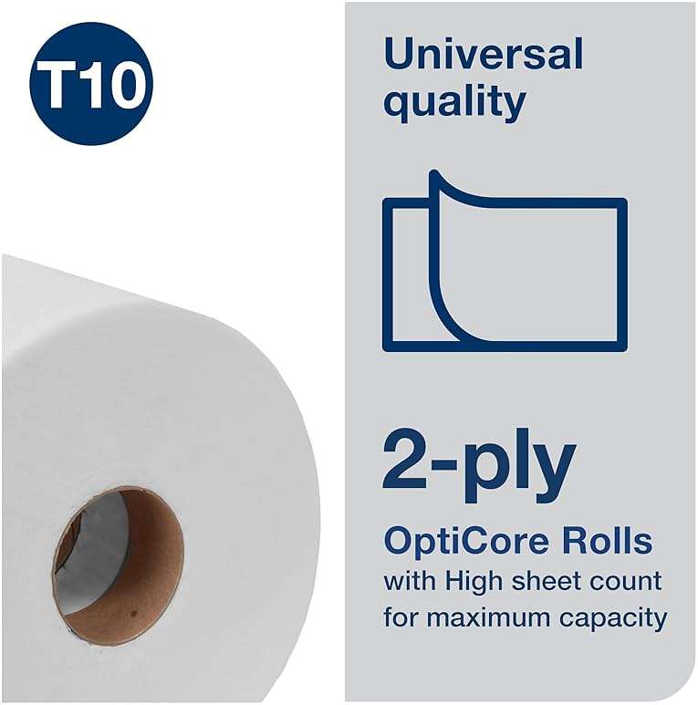 Tork OptiCore® Mid-size Toilet Paper Roll White T10, Universal, 2-ply, 12 x 2000 sheets, 160090 - Image 4
