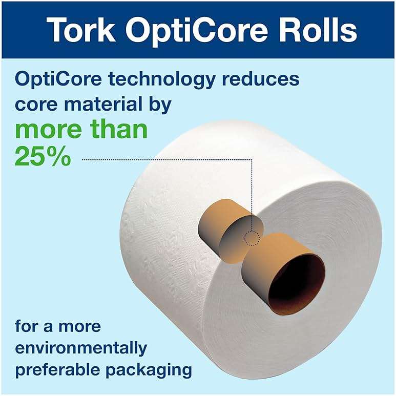 Tork OptiCore Mid-size Toilet Paper Roll White T11, Universal, 2-ply, 36 x 865 sheets, 161990 - Image 4