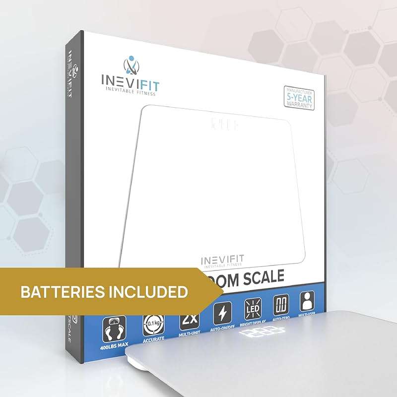 INEVIFIT Bathroom Scale, Highly Accurate Digital Bathroom Body Scale, Measures Weight up to 400 lbs. Includes Batteries - Image 5