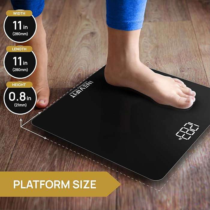 INEVIFIT Bathroom Scale, Highly Accurate Digital Bathroom Body Scale, Measures Weight up to 400 lbs. Includes Batteries - Image 4