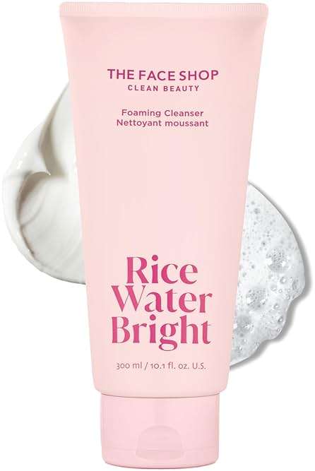 THE FACE SHOP Rice Water Bright Foaming Cleanser, Hydrating Korean Face Wash with Ceramides, Deep Pore Cleansing, All Skin Types, Gentle Skincare, Vegan, 10.1 fl. oz. - Image 1