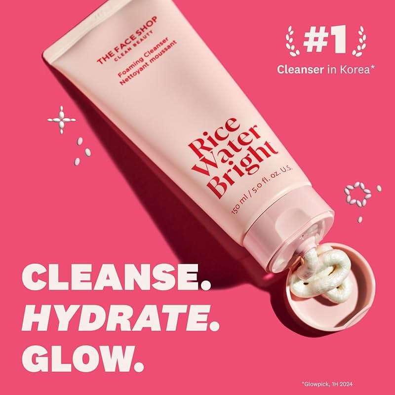 THE FACE SHOP Rice Water Bright Foaming Cleanser, Hydrating Korean Face Wash with Ceramides, Deep Pore Cleansing, All Skin Types, Gentle Skincare, Vegan, 10.1 fl. oz. - Image 2