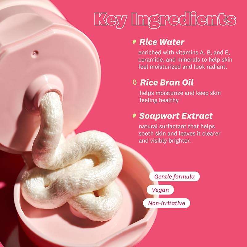 THE FACE SHOP Rice Water Bright Foaming Cleanser, Hydrating Korean Face Wash with Ceramides, Deep Pore Cleansing, All Skin Types, Gentle Skincare, Vegan, 10.1 fl. oz. - Image 6