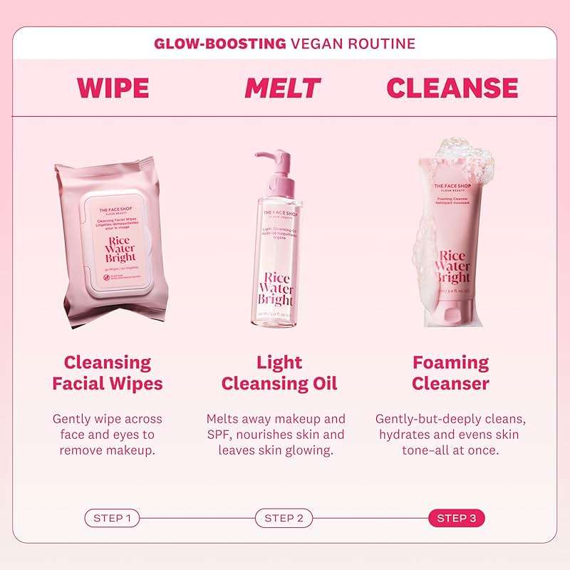 THE FACE SHOP Rice Water Bright Foaming Cleanser, Hydrating Korean Face Wash with Ceramides, Deep Pore Cleansing, All Skin Types, Gentle Skincare, Vegan, 10.1 fl. oz. - Image 7