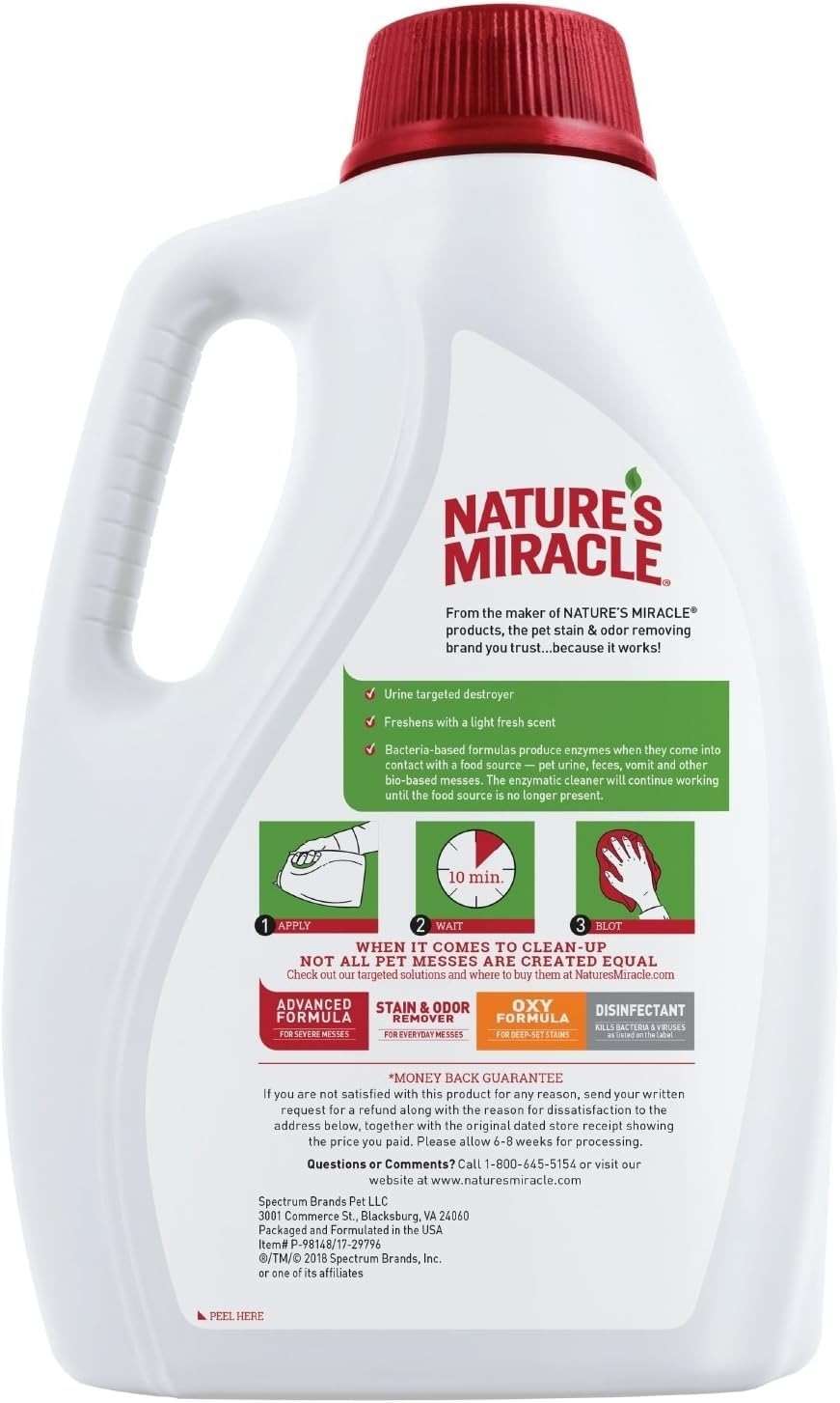 Nature's Miracle Dog Urine Destroyer, Dog Urine Stain Remover and Odor Control, White, 64 fl oz - Image 3