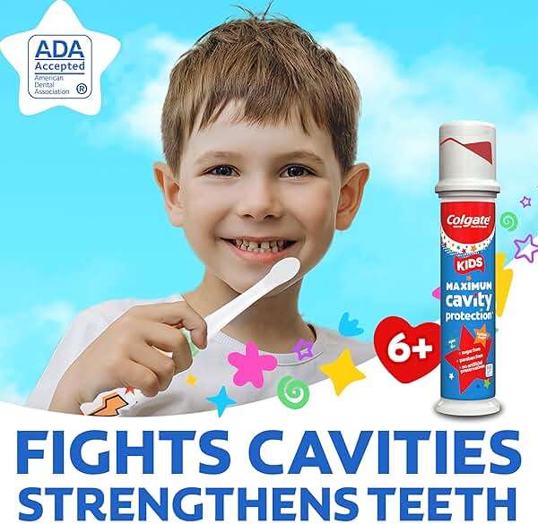 Colgate Kids Toothpaste Pump with Fluoride for Cavity Protection, Ages 6+, ADA Accepted, Bubble Fruit, 4.4 Ounce, 6 Pack - Image 3