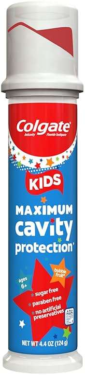 Colgate Kids Toothpaste Pump with Fluoride for Cavity Protection, Ages 6+, ADA Accepted, Bubble Fruit, 4.4 Ounce, 6 Pack - Image 9