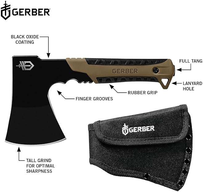 Gerber Gear Pack Hatchet - 3.5" Steel Blade Axe with Full Tang - Survival, Bushcraft and Camping Gear - with Mountable Nylon Sheath - Brown - Image 3