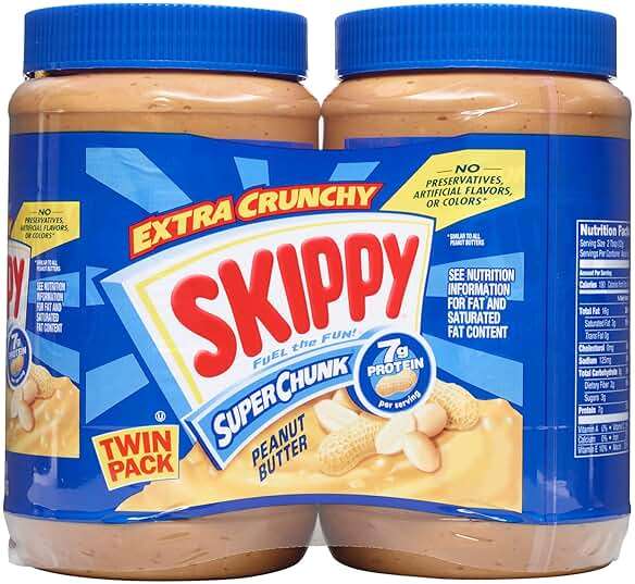 SKIPPY Chunky Peanut Butter, Crunchy Peanut Butter, Twin Pack, 40oz Jars - Image 1