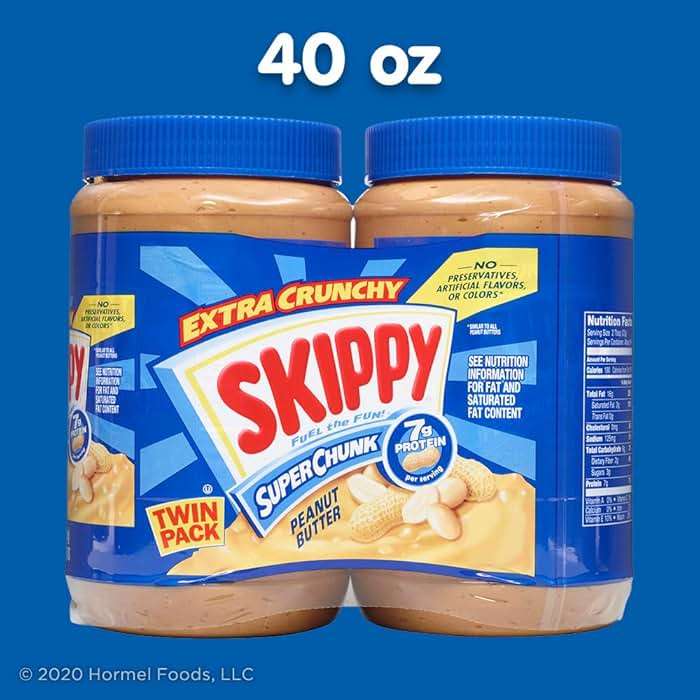 SKIPPY Chunky Peanut Butter, Crunchy Peanut Butter, Twin Pack, 40oz Jars - Image 7