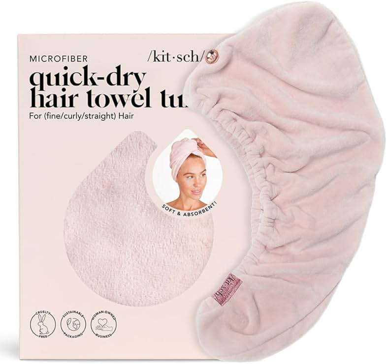 Kitsch Microfiber Hair Towel Wrap for Women - Super Absorbent Hair Drying Towel - Quick Dry, Anti-Frizz - for Long & Short, Wet & Curly Hair - Blush - Image 2
