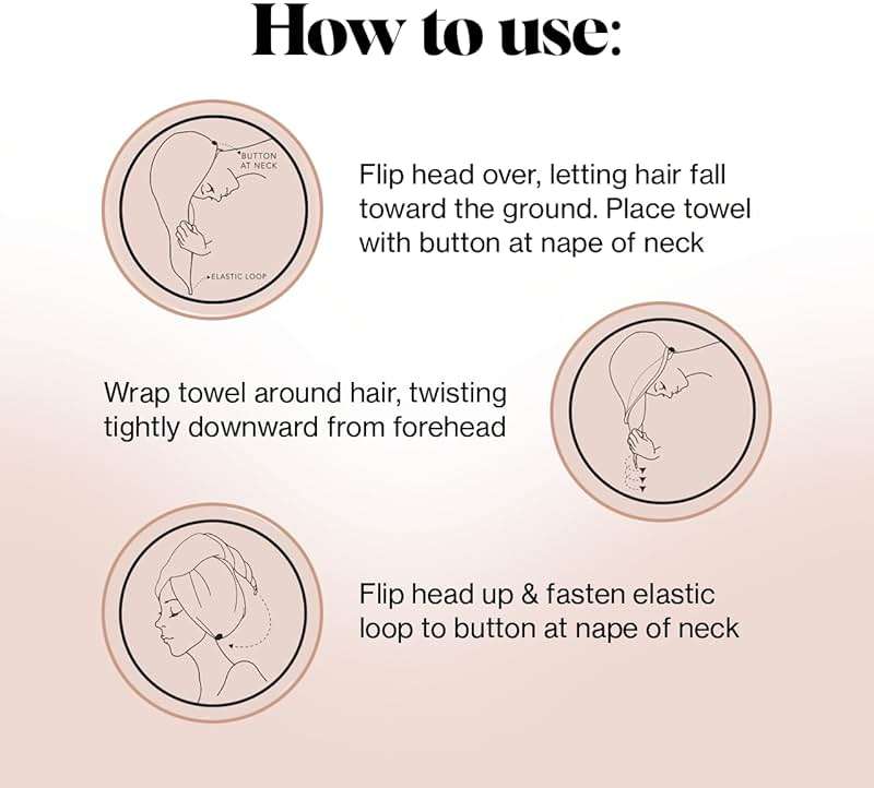 Kitsch Microfiber Hair Towel Wrap for Women - Super Absorbent Hair Drying Towel - Quick Dry, Anti-Frizz - for Long & Short, Wet & Curly Hair - Blush - Image 5