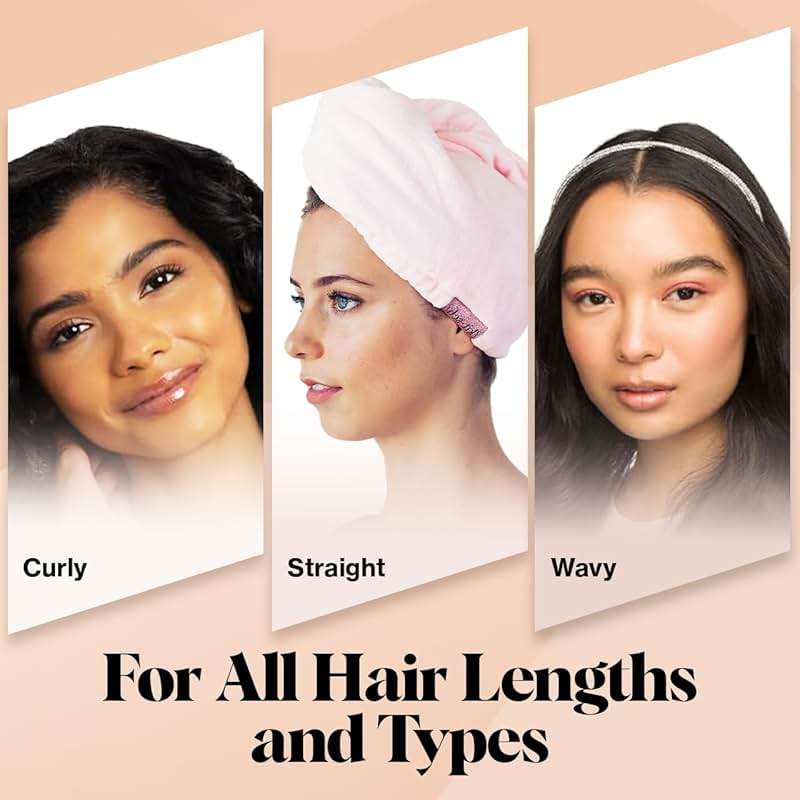 Kitsch Microfiber Hair Towel Wrap for Women - Super Absorbent Hair Drying Towel - Quick Dry, Anti-Frizz - for Long & Short, Wet & Curly Hair - Blush - Image 6