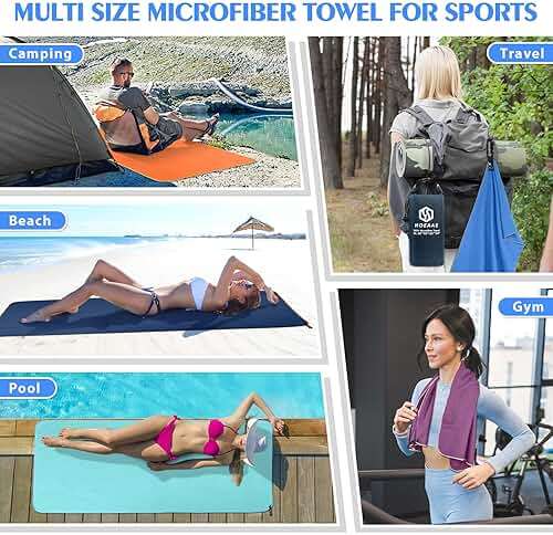 HOEAAS 2 Pack Microfiber Camping Towels, Quick Dry Towel, Super Absorbent Ultra Compact Travel Towel Soft Lightweight Sports Towel for Sweat Fast Drying Towels for Pool,Gym,Hiking,Backpacking,Fitness - Image 7