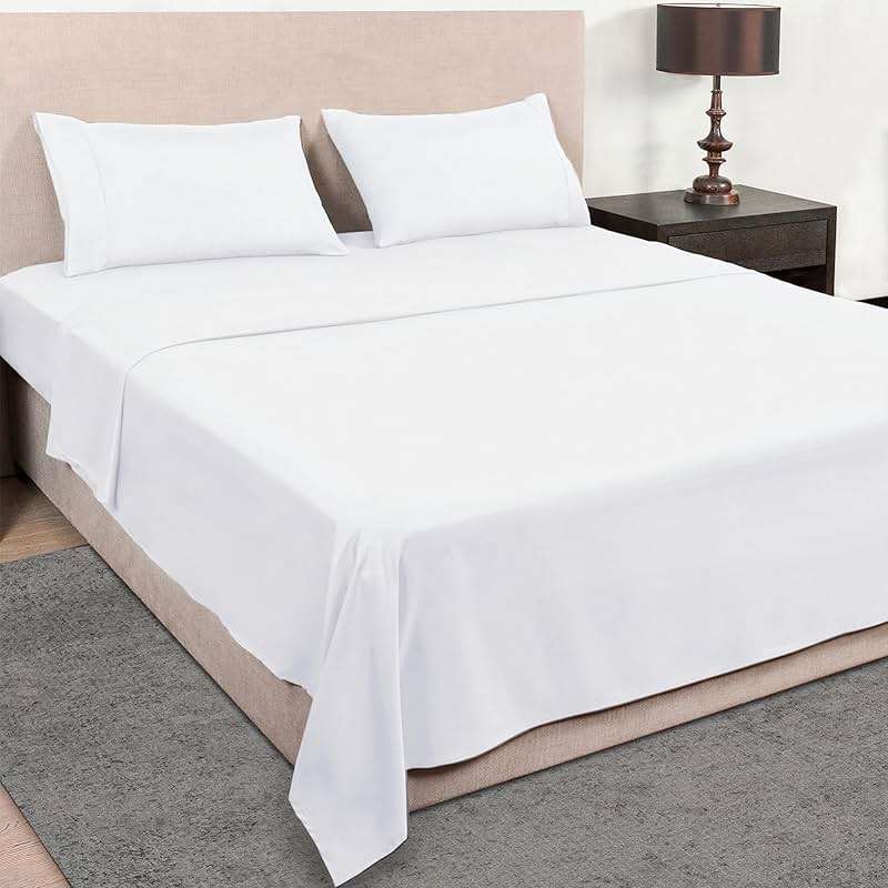 Mejoroom Queen Sheet Set - Hotel Luxury 1800 Bedding Sheets & Pillowcases - Deep Pocket Fitted Sheet, Hypoallergenic, Wrinkle& Breathable, Fade Resistant - 4 Piece (Queen,White) - Image 1