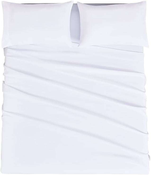 Mejoroom Queen Sheet Set - Hotel Luxury 1800 Bedding Sheets & Pillowcases - Deep Pocket Fitted Sheet, Hypoallergenic, Wrinkle& Breathable, Fade Resistant - 4 Piece (Queen,White) - Image 3
