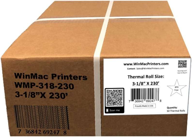 Thermal Paper Rolls 3 1/8 x 230 - American Made: [50/pack] BPA Free 48 GSM Solid Tube Core CC Receipt paper for POS terminals Cash Registers Stations SCP700 TSP100 TSP300 TSP400 TSP500 TSP600 - Image 4