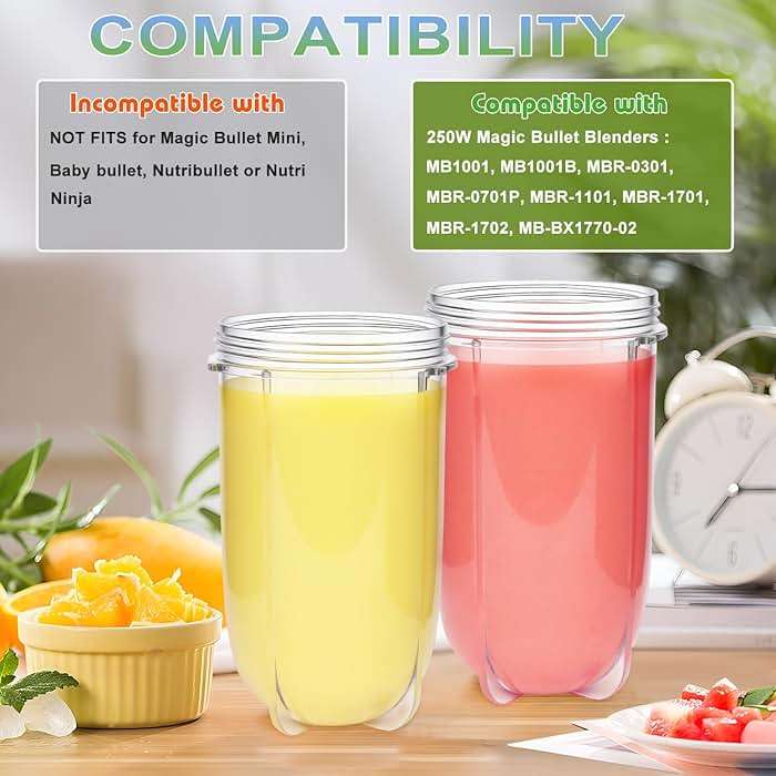 2 PCS Replacement Cups For Magic Bullet Replacement Parts 16OZ Blender Cups Jar compatible with 250W Magic Bullet MB1001 Series Juicer Mixer - Image 4