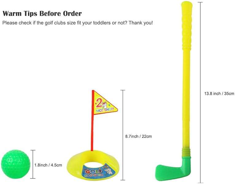 ORZIZRO Plastic Golf Clubs, Educational Golf Toys Sets for Toddlers Kids, Outdoor Indoor Sports Golf Game Toys for Boys Girls, Sturdy & Multi-Colored - Image 3