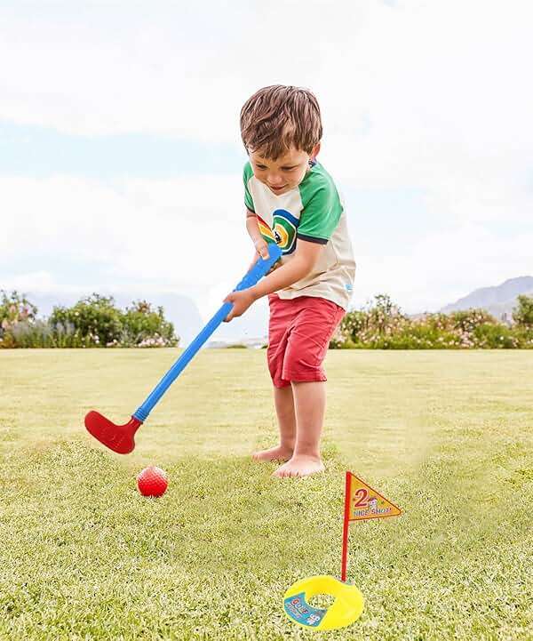 ORZIZRO Plastic Golf Clubs, Educational Golf Toys Sets for Toddlers Kids, Outdoor Indoor Sports Golf Game Toys for Boys Girls, Sturdy & Multi-Colored - Image 7