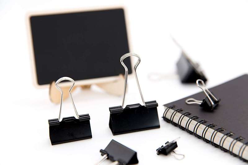 DSTELIN Binder Clips Paper Clamps Assorted Sizes 100 Count (Black), X Large, Large, Medium, Small, X Small and Micro, 6 Sizes in One Pack, Meet Your Different Using Needs. - Image 2