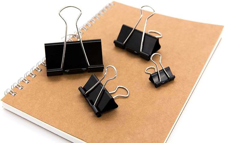 DSTELIN Binder Clips Paper Clamps Assorted Sizes 100 Count (Black), X Large, Large, Medium, Small, X Small and Micro, 6 Sizes in One Pack, Meet Your Different Using Needs. - Image 5