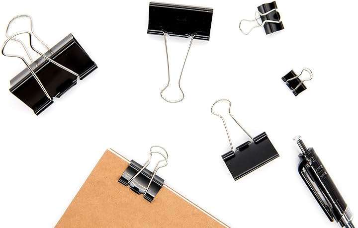 DSTELIN Binder Clips Paper Clamps Assorted Sizes 100 Count (Black), X Large, Large, Medium, Small, X Small and Micro, 6 Sizes in One Pack, Meet Your Different Using Needs. - Image 6